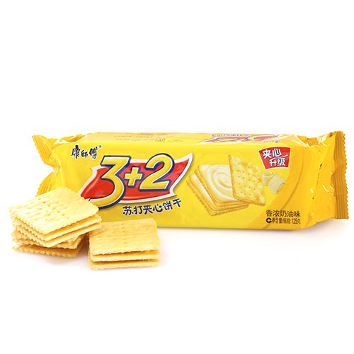 康师傅【香浓奶油味】3+2 苏打夹心饼干 125g